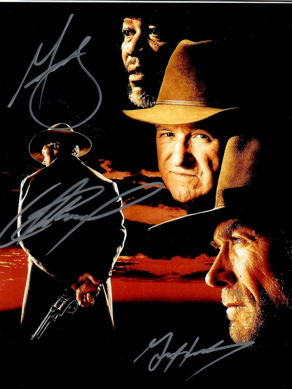 Unforgiven Clint Eastwood Gene Hackman Morgan Freeman Signed 8X10 Photo
